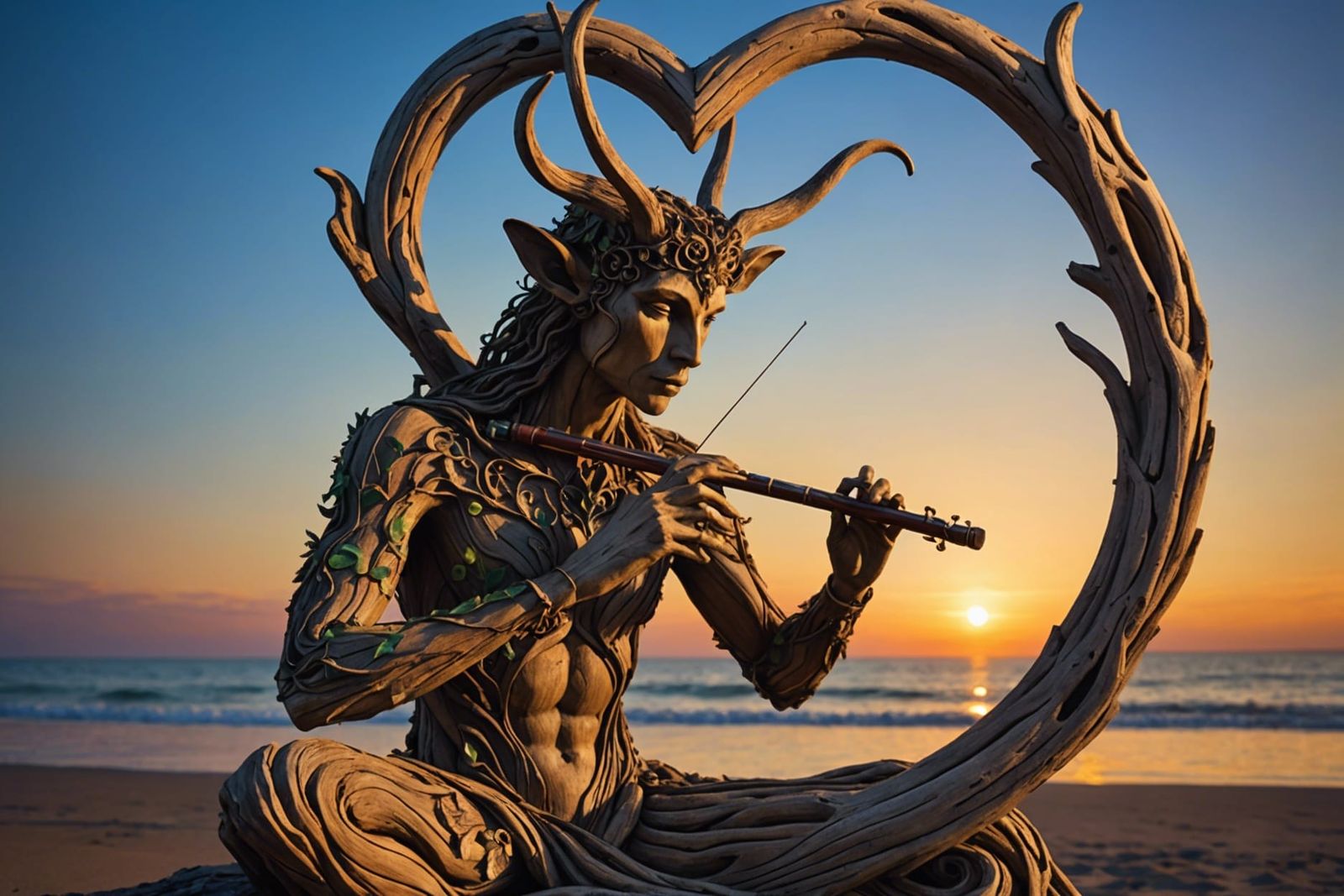 Driftwood Faun Flute Serenade at Sunset