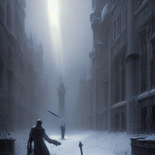 Sword in Snow: Dark Fantasy Engraving