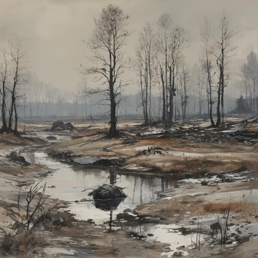 Landscape Inspired by Watercolor and Mixed Media