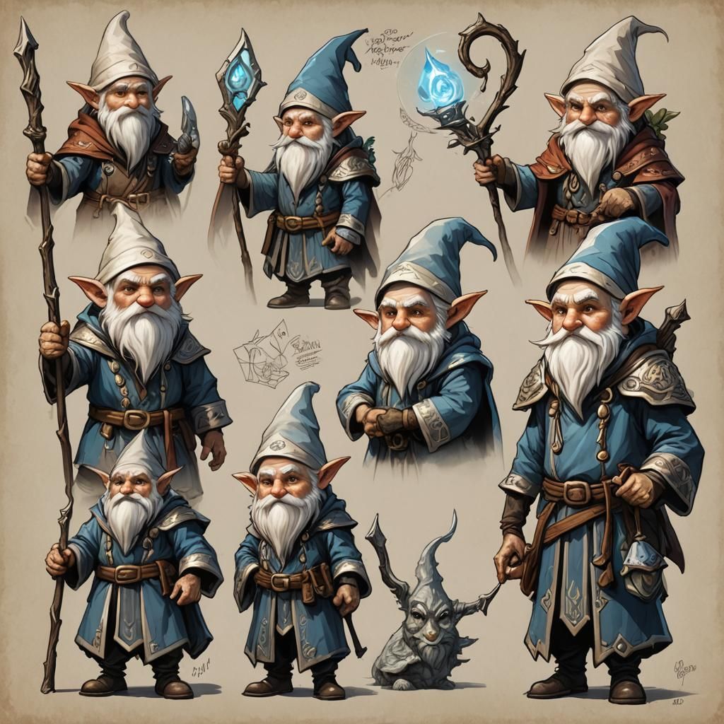 Gnome Mage Concept Art Evolution in 3D Render
