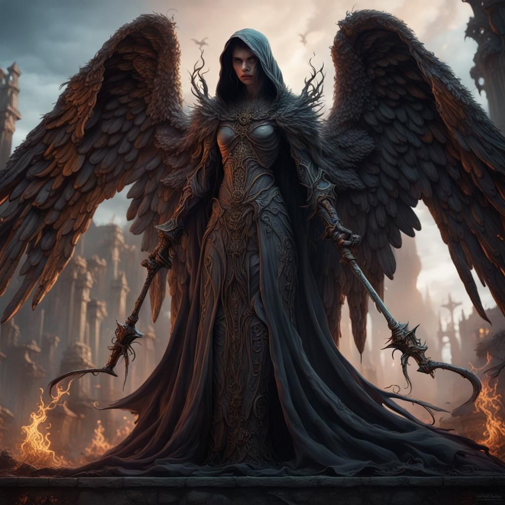 Angel of Death in Detailed Matte Painting Style