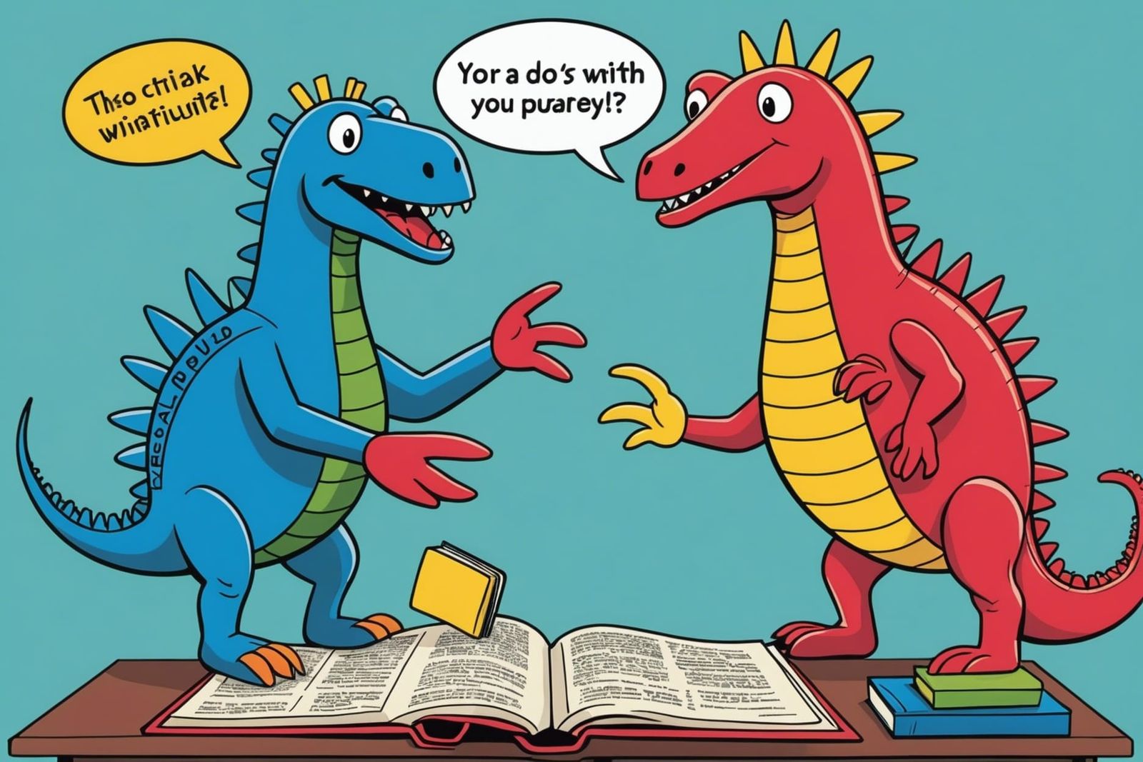 Dictionary and Thesaurus Pun Battle in Pop Art