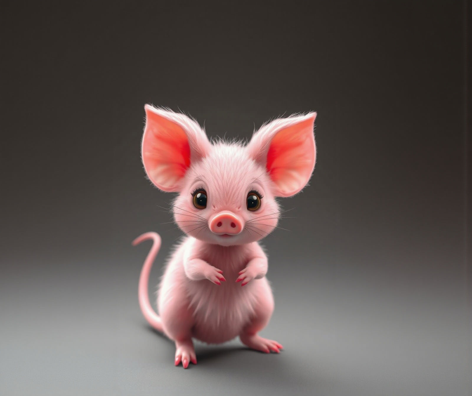 Fantastical Pink Piglet with Mouse Ears
