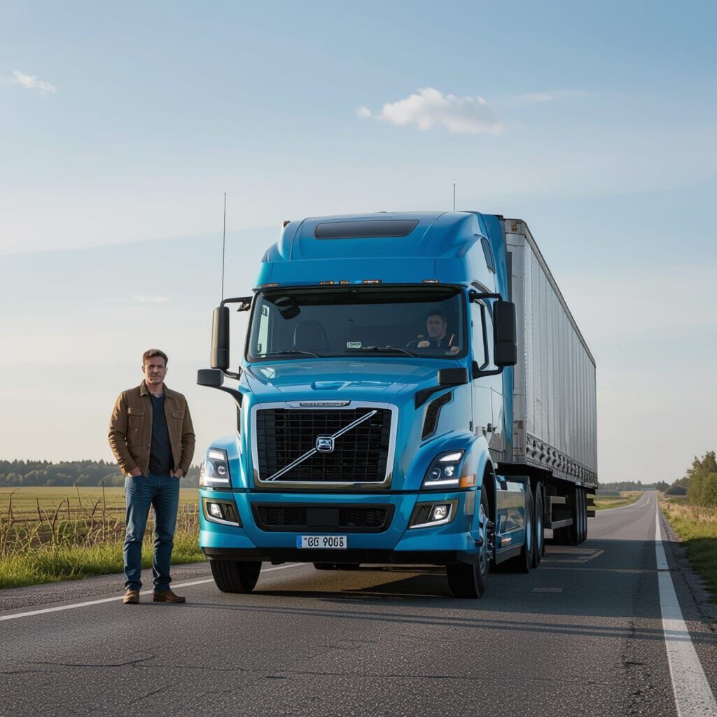 Blue Volvo Truck in Cinematic Realistic Style