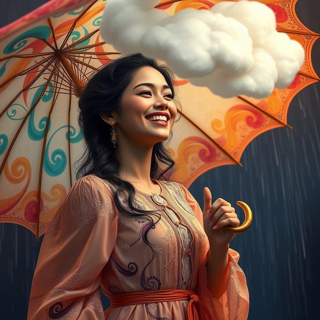 Porcelain Beauty Under Enchanted Rain