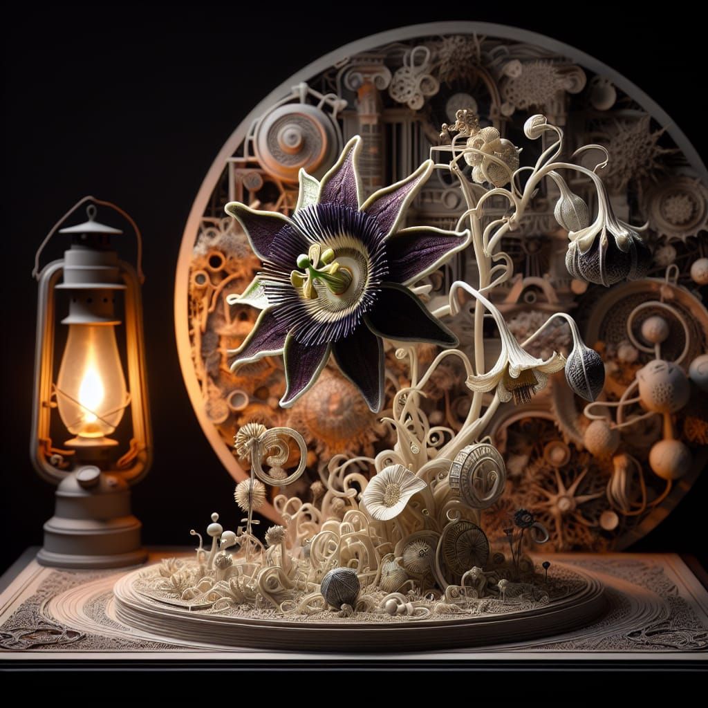 Passiflora Edulis Semi-Sculpture in Velvet Colorway