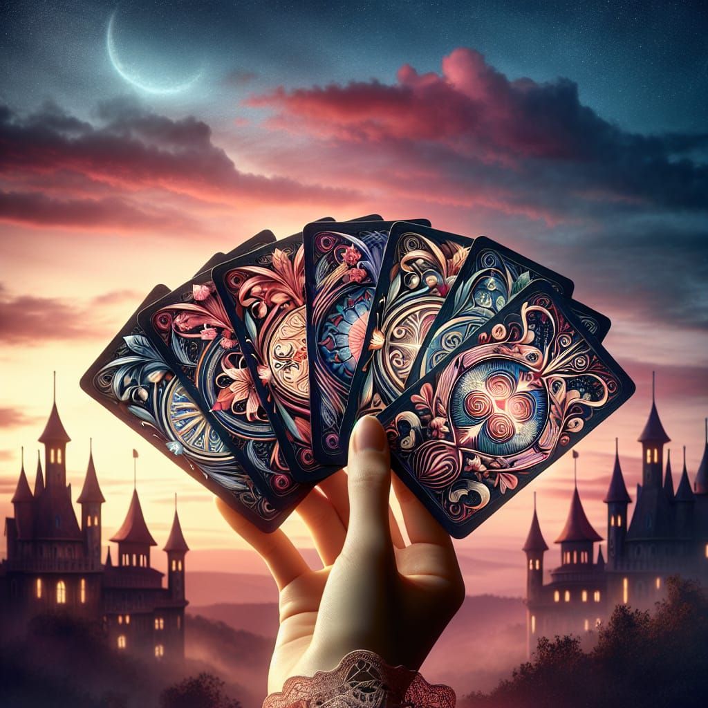 Elegant Hand Reveals Intricate Playing Cards