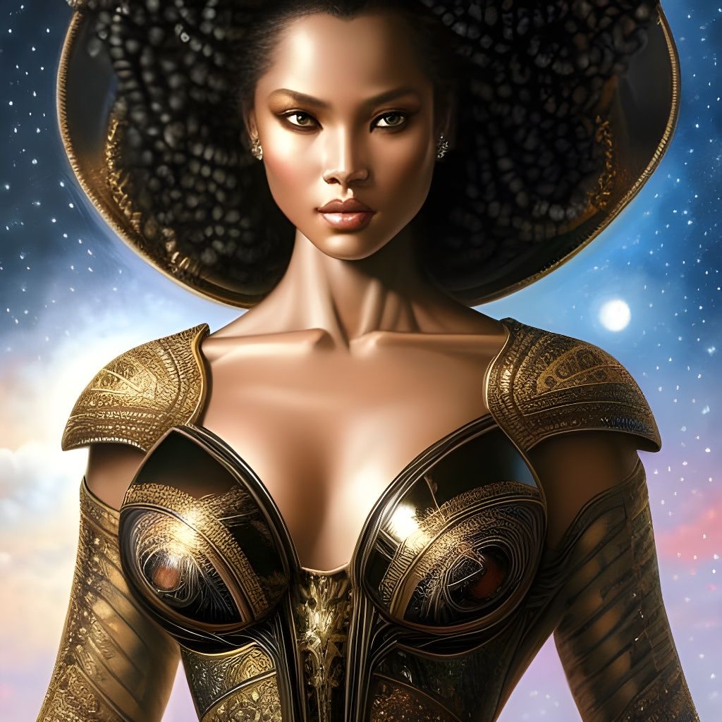 Galactic Goddess in Hyperrealistic Style