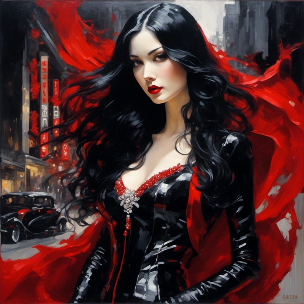 Elegant Gothic Portrait of Woman in 1920s Style