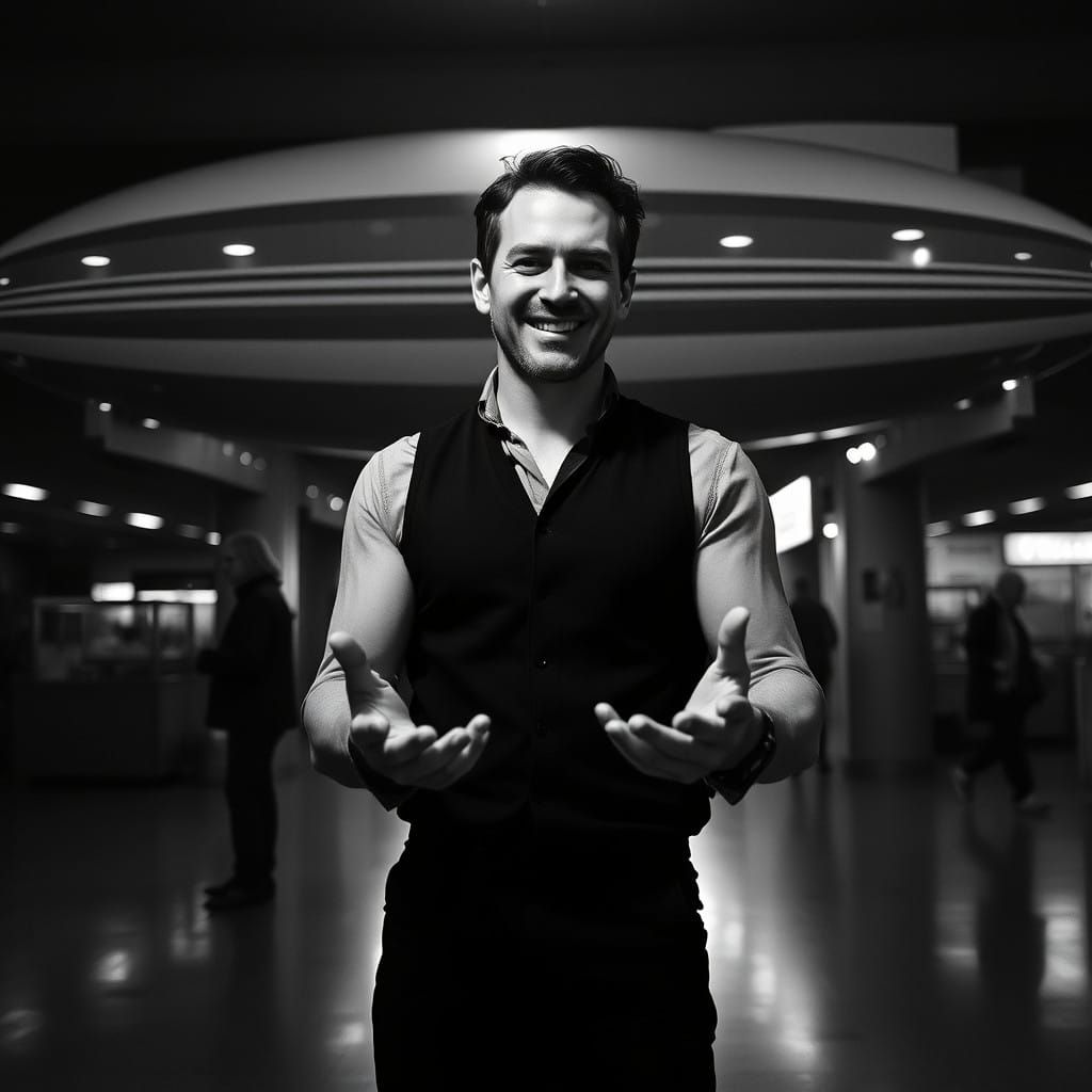 Photorealistic Beefcake in Dark Classical Setting