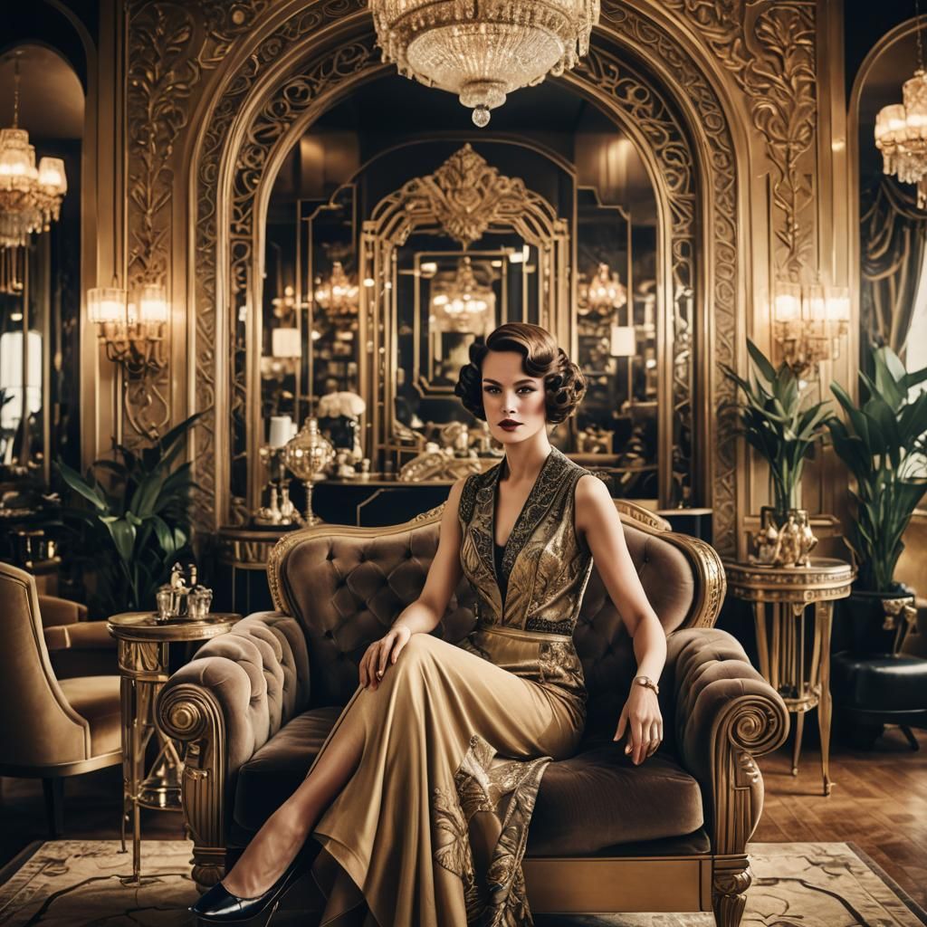 Art Deco Woman in Luxurious Salon