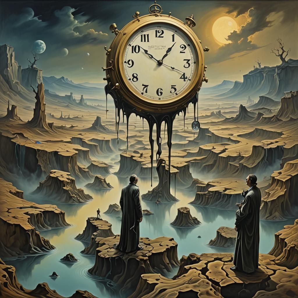 Surreal Dreamscape: Melting Clocks in a Haunting Vibe