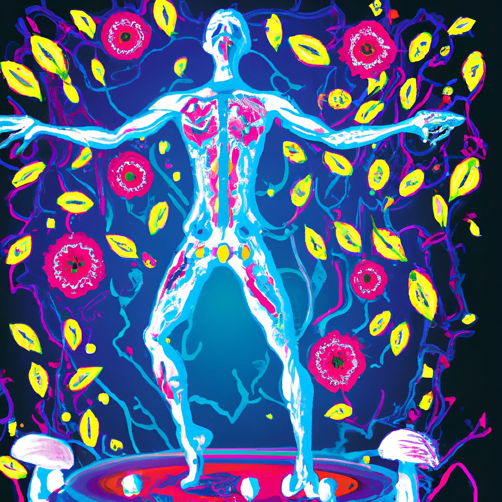 Bioluminescent Skeleton in Comic Book Style