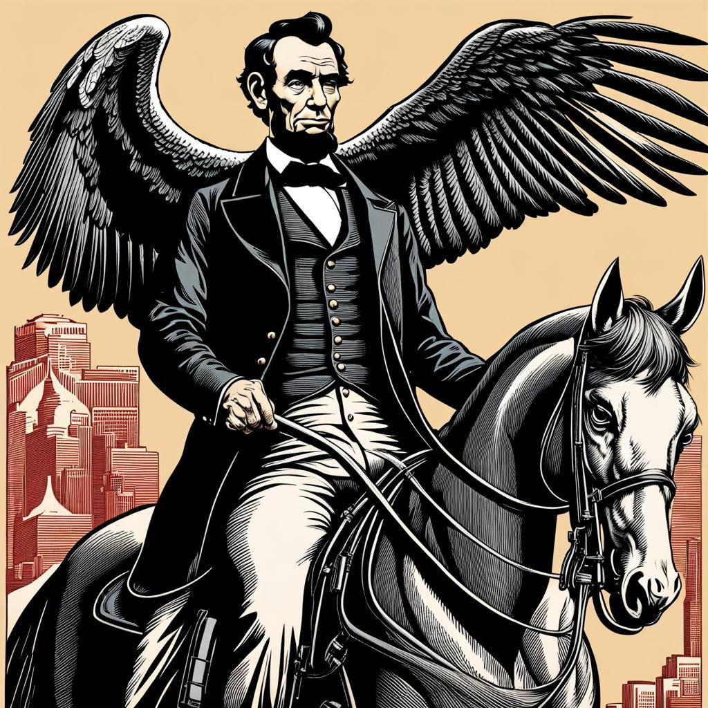 Lincoln Rides Eagle with Machine Gun