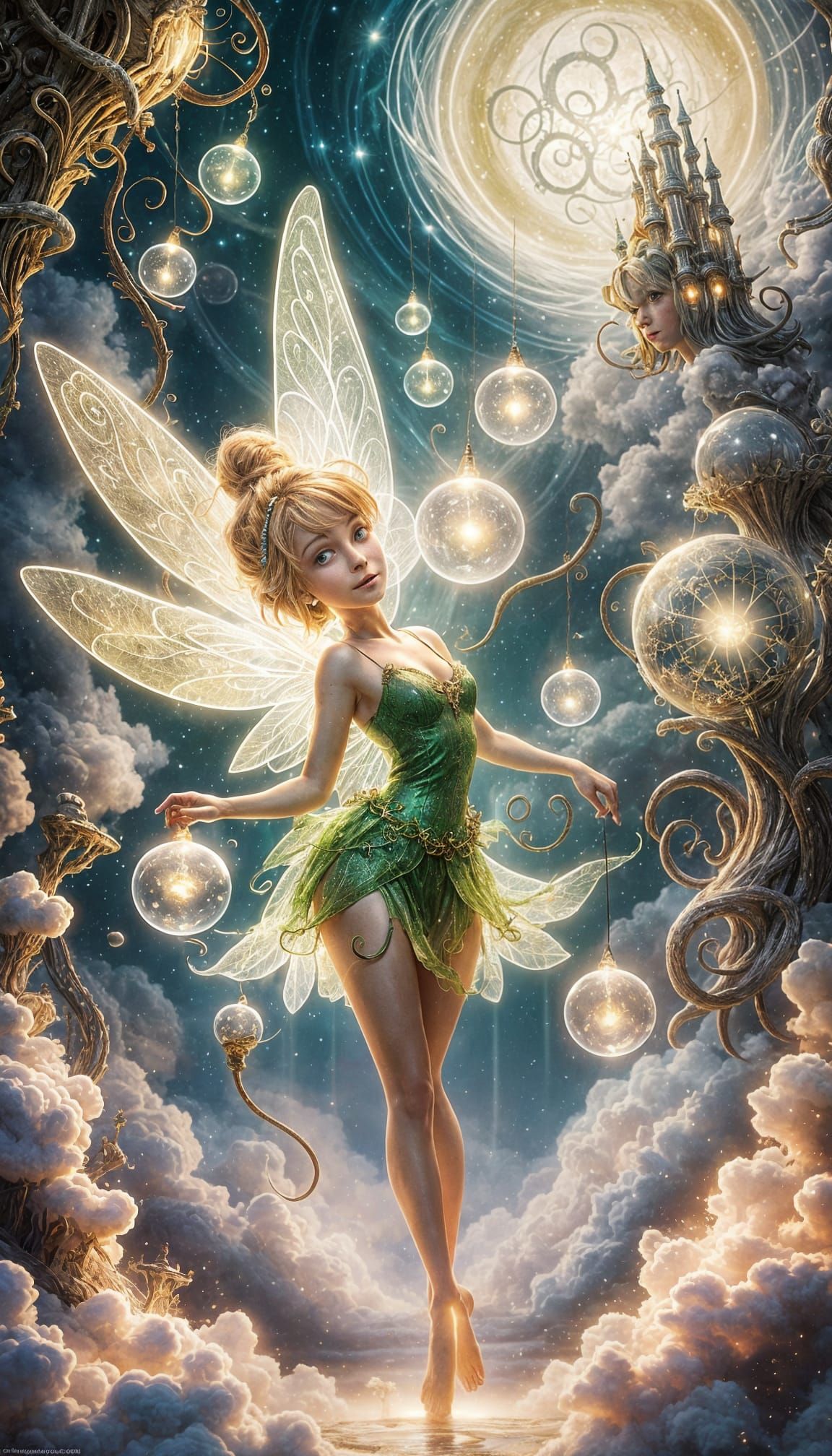 Glowing Tentacled Fairy in a Fantasy Landscape