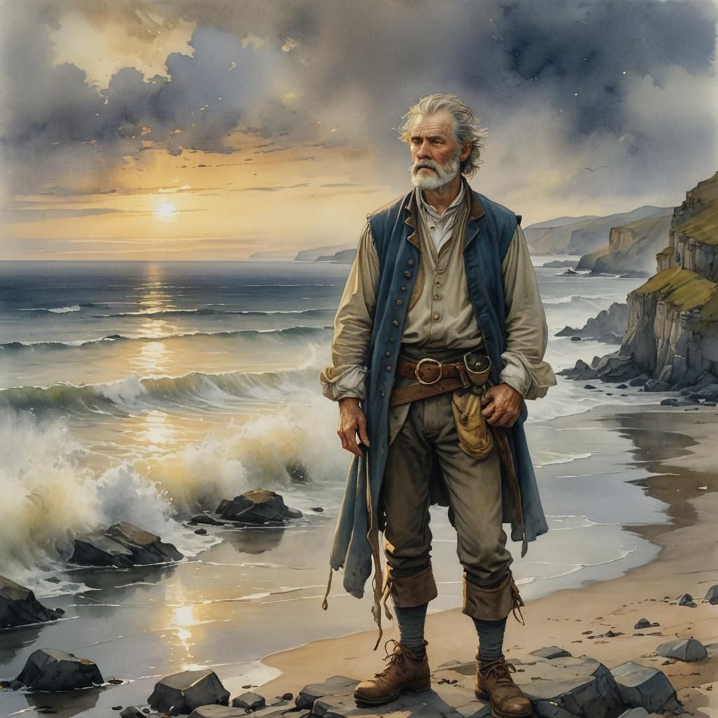 Círdan the Shipwright: Ethereal Watercolor Portrait