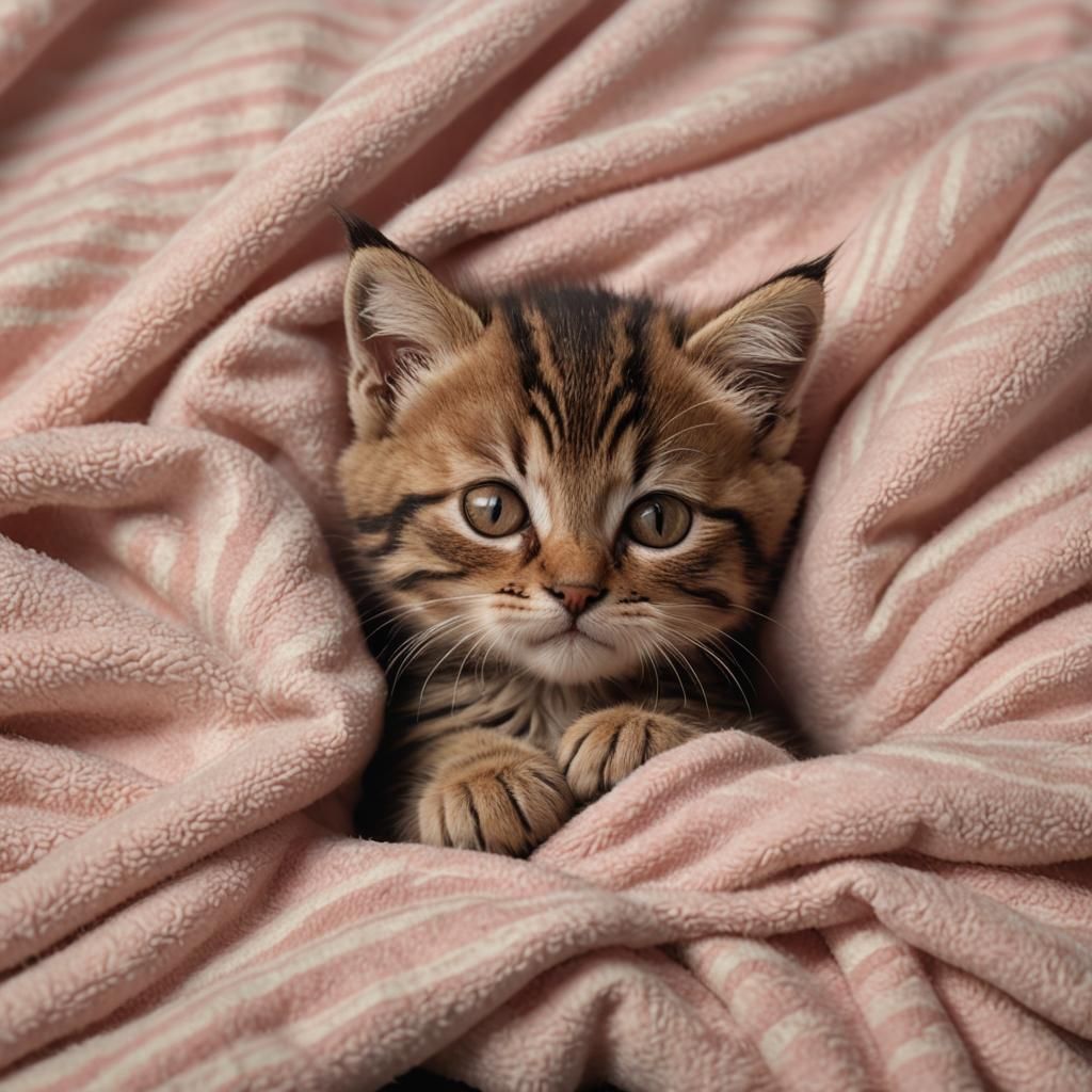 Sleeping Kitten Portrait in Realistic 3D Rendering