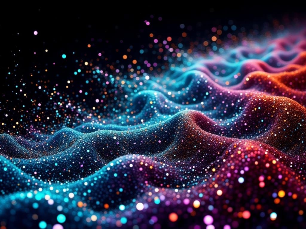 Shimmering Glitter River in Scarlet and Blue