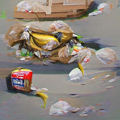 Trash and Banana Peel Oil Painting