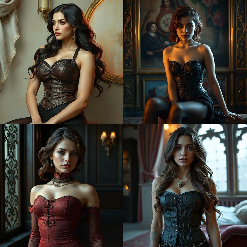 Elegant Woman in Corset: Hyperdetailed Digital Portrait