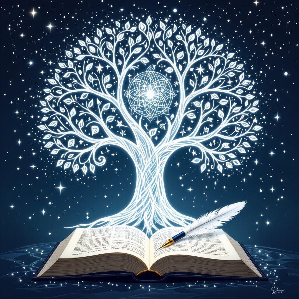 Luminous Tree of Life with Sacred Geometry