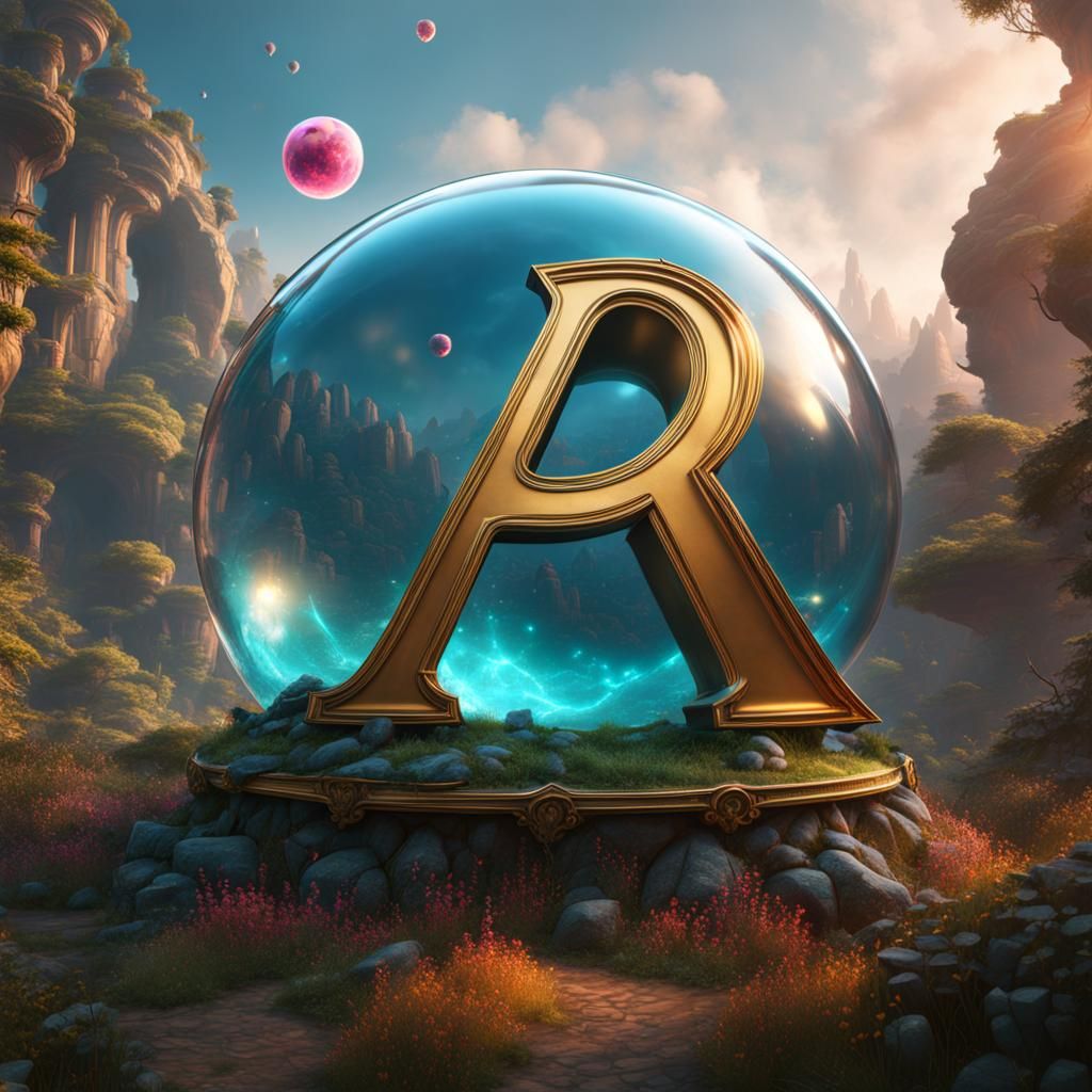 Letter A in a Bubble: Detailed Matte Painting