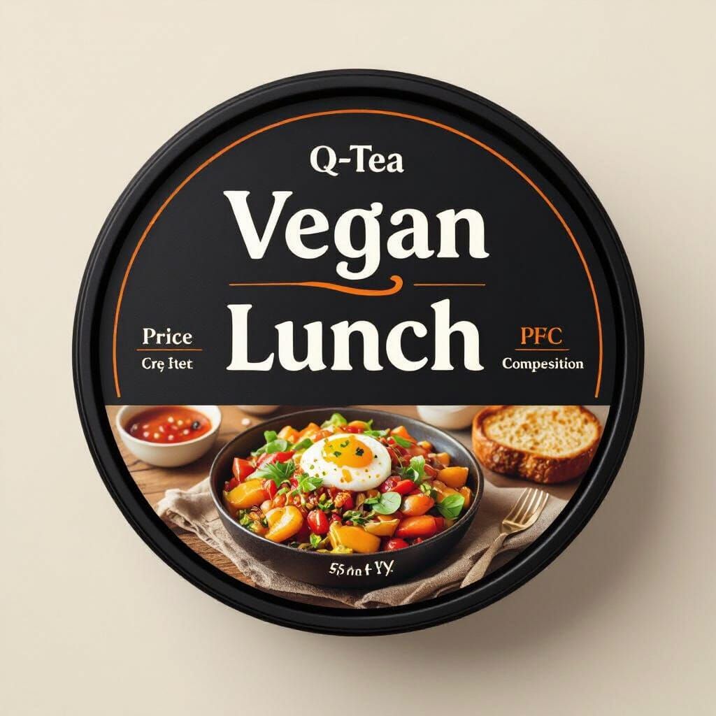 Q-Tea Vegan Lunch Label Design