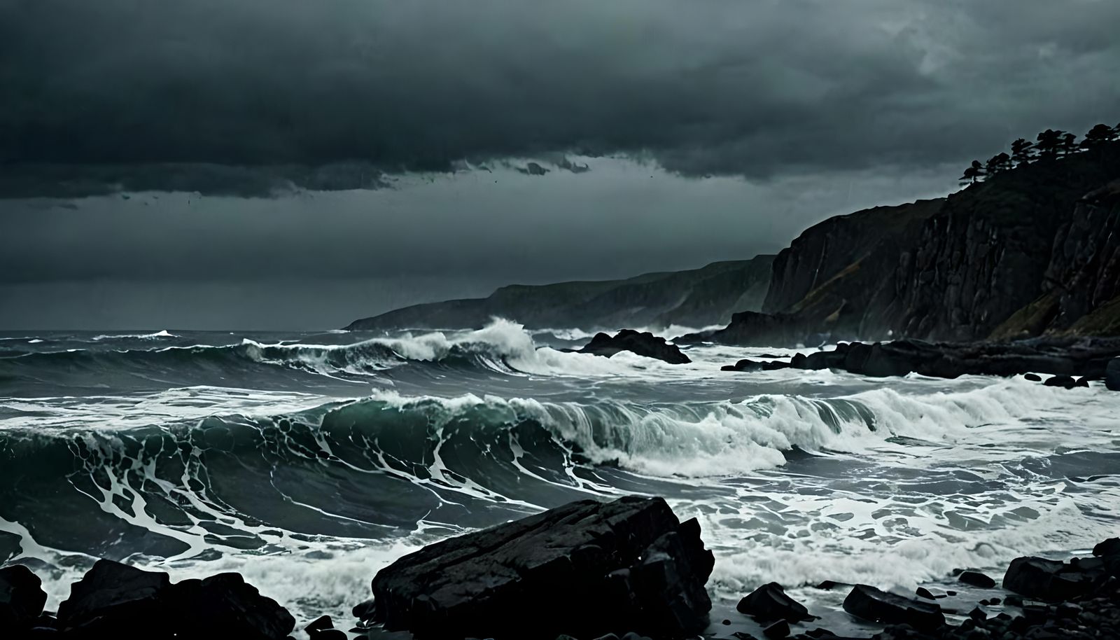 Dramatic Waves Crashing with Cinematic Lighting