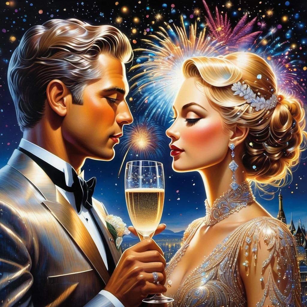 New Year's Eve Celebration in Art Deco Style