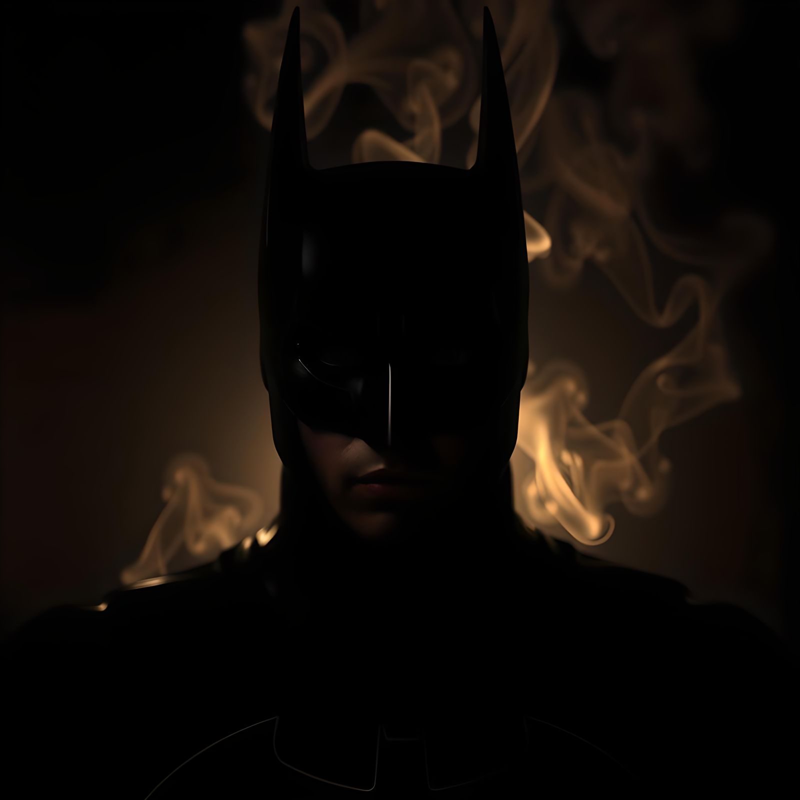 Batman Portrait in Black Smoke Silhouette