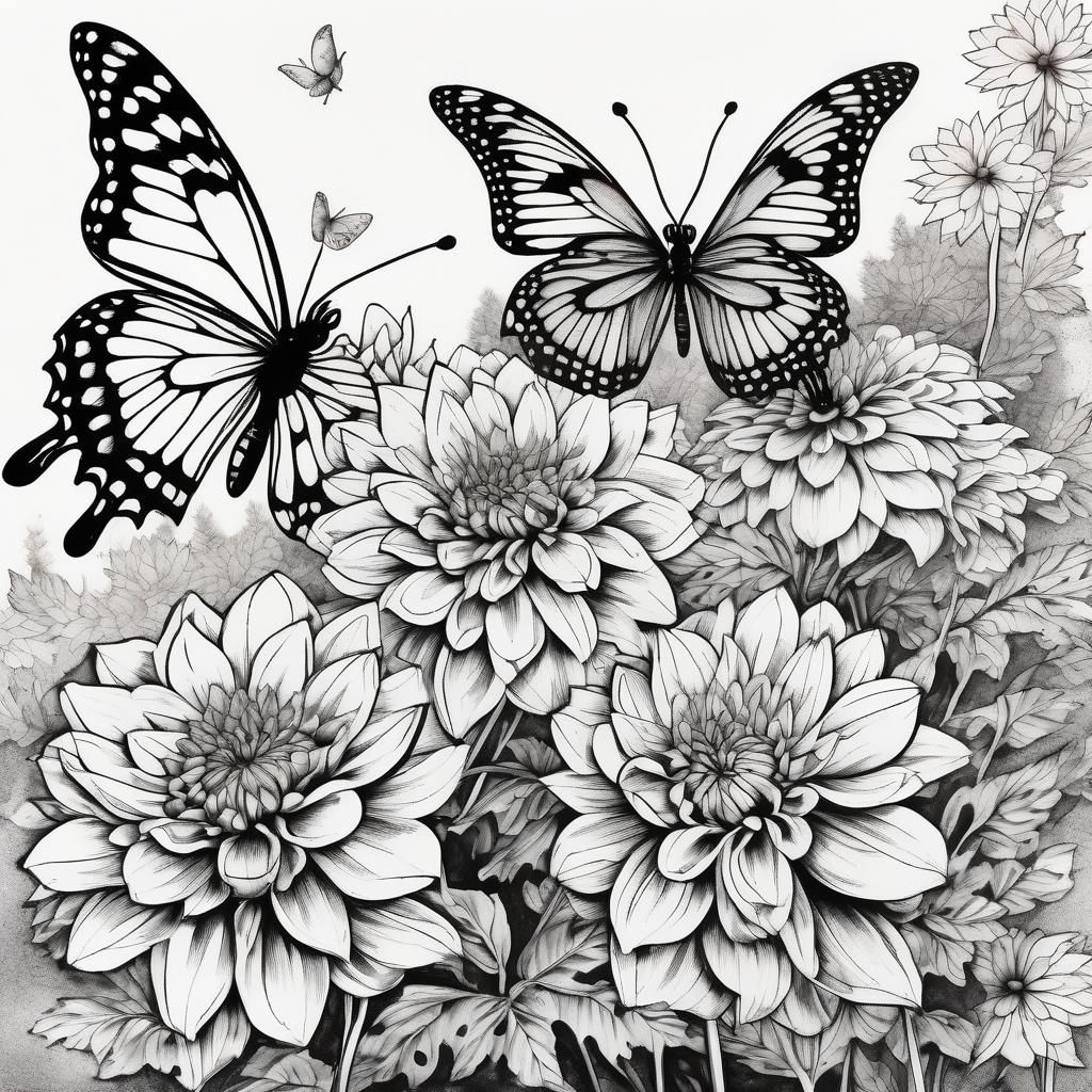 Botanical Ink Drawing of Paradise