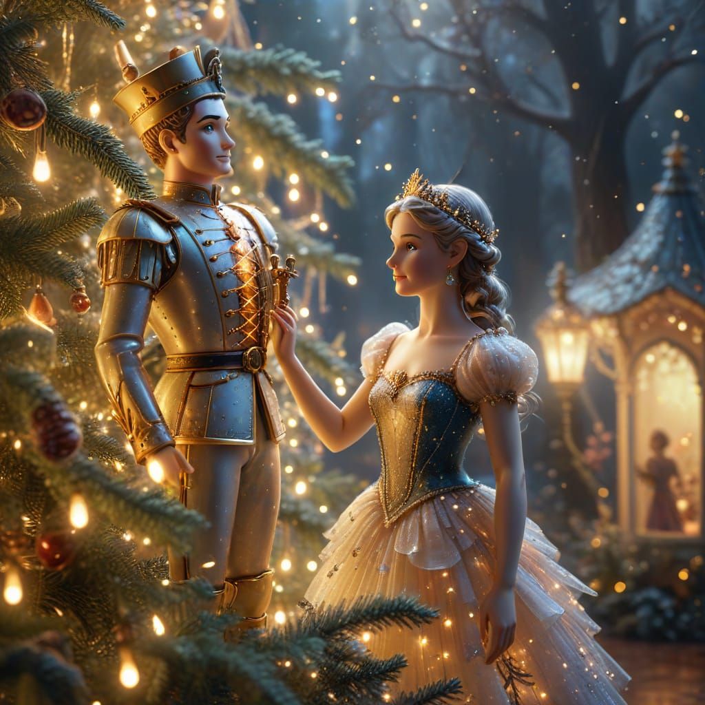 Nutcracker and Fairy in Enchanted Forest