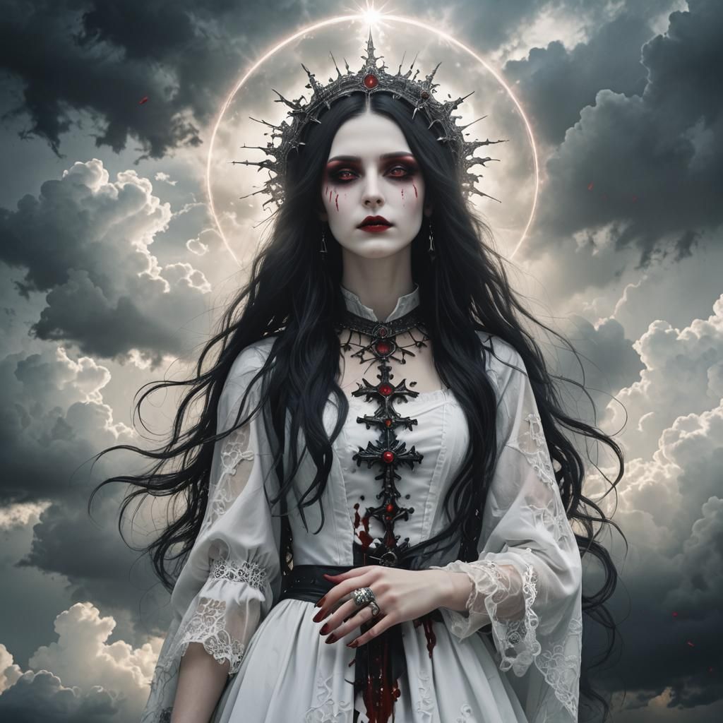 Ethereal Goth Witch in Divine Light