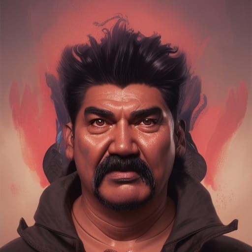 Demonic George Lopez Portrait in Hyperdetailed Style