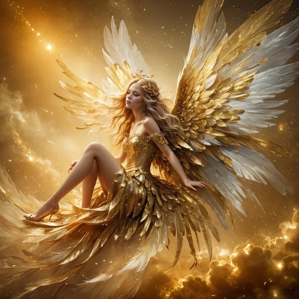 Shimmering Gold Dust on Fairy Wings