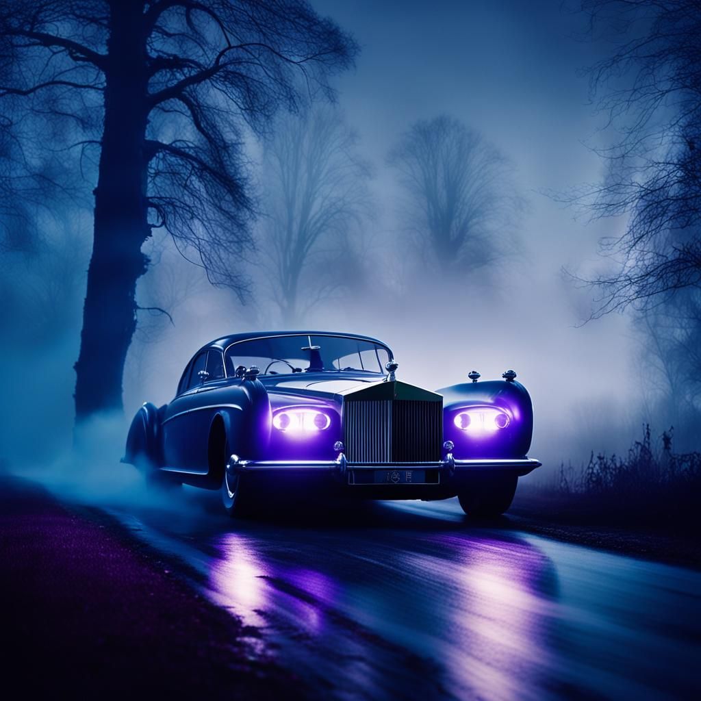 Rolls-Royce Batmobile Speeding Through Gothic Landscape at N...