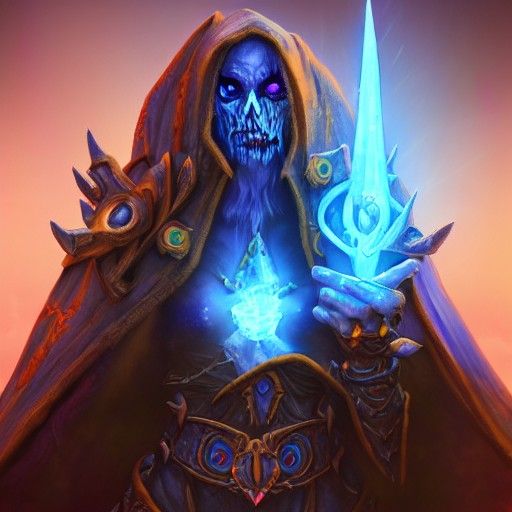 Undead Priest in Holographic Cosmic Illustration