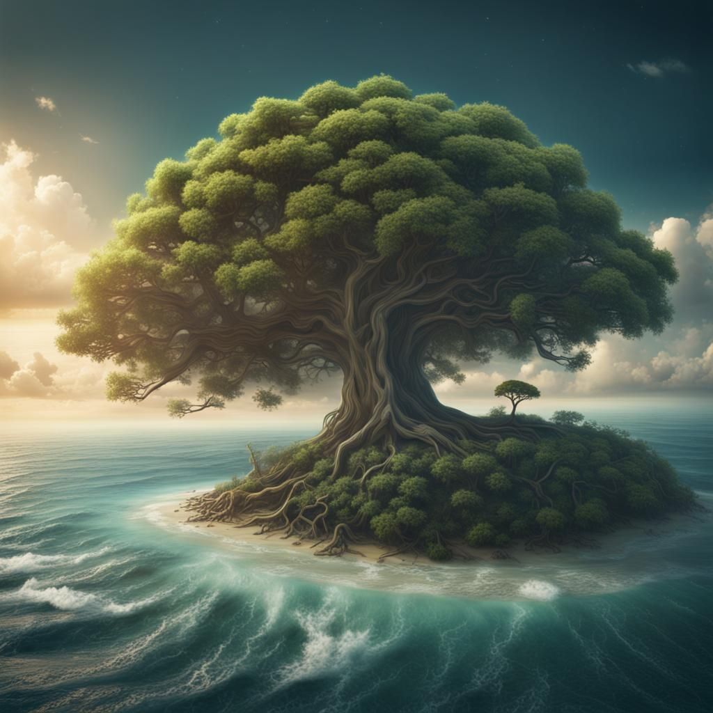 Lonely Tree Planet: Epic Digital Matte Painting