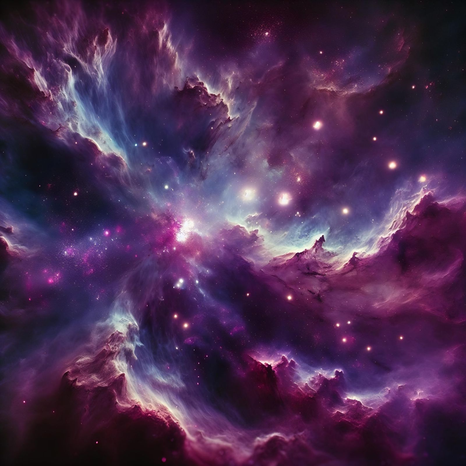 Magnificent Purple Galaxy Nebula with Countless Stars