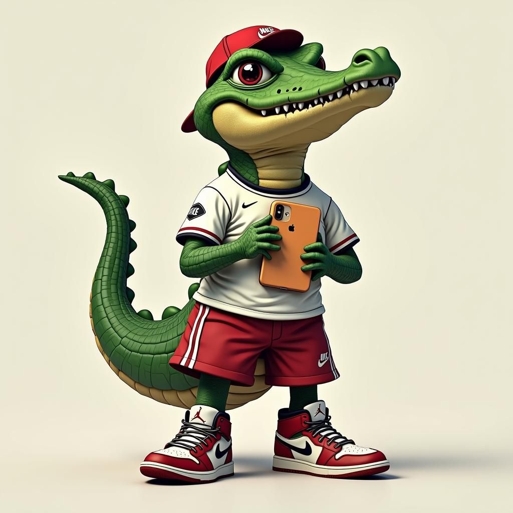 Humorous Reptile Hybrid Character with Sports Accessories