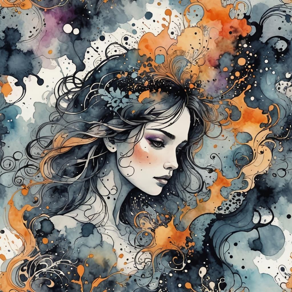 Ethereal Woman in Fantasy Storybook Illustration