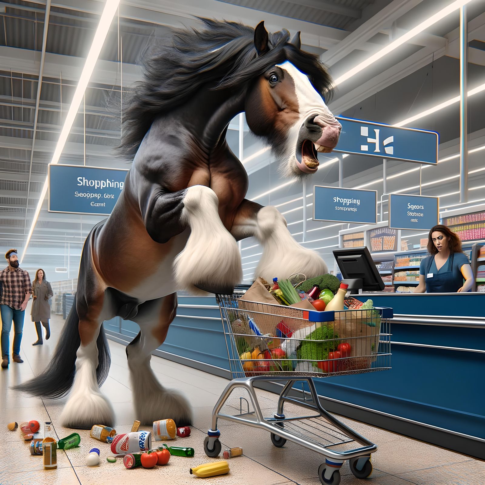 Clydesdale Stallion's Supermarket Tantrum