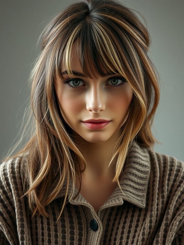 Detailed Photo of a Beautiful Woman in Sweater