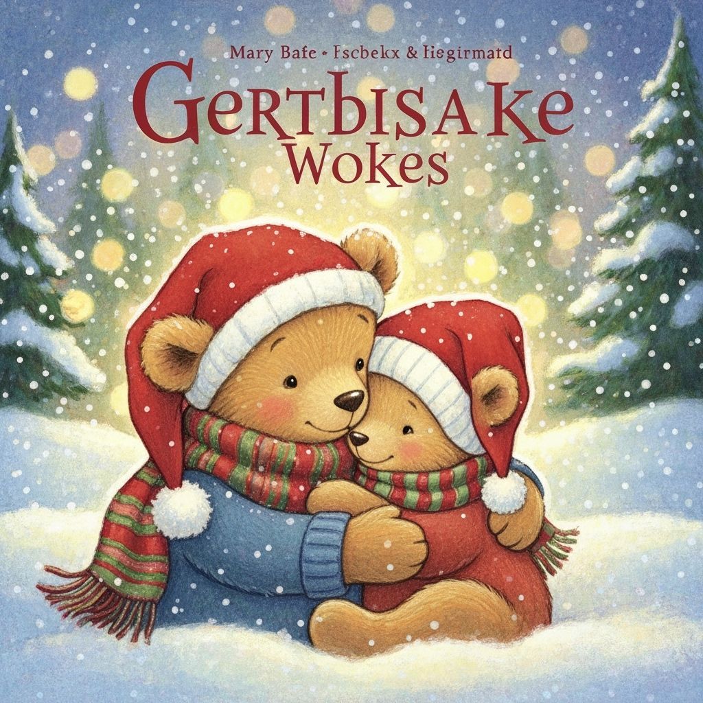 Cozy Christmas Bears Embrace in Snowy Winter Scene