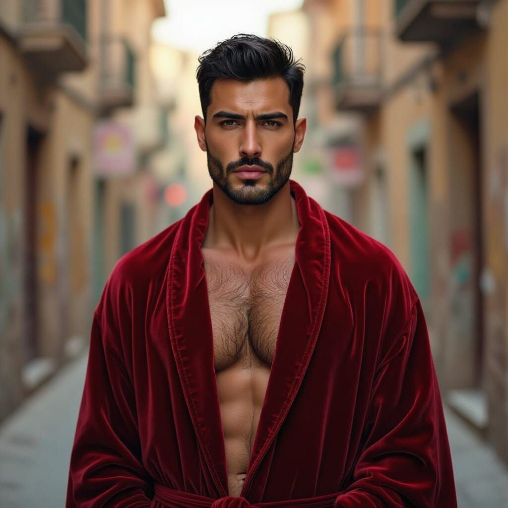 Sad Man in Velvet Robe: Impressionist Portrait