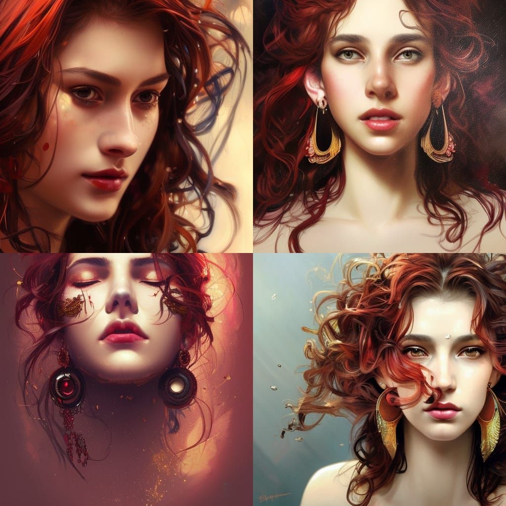 Detailed Portrait with Dramatic Makeup and Earrings