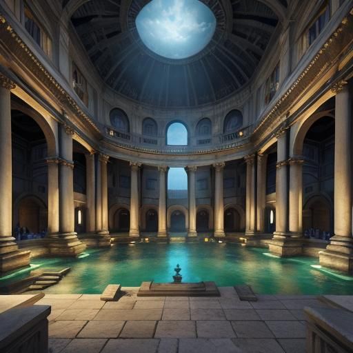 Epic Roman Baths Digital Matte Painting