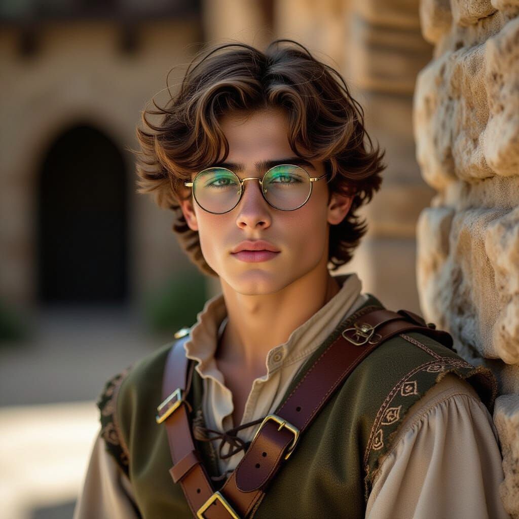 Teenage Boy in Medieval Attire, Cinematic Film Still