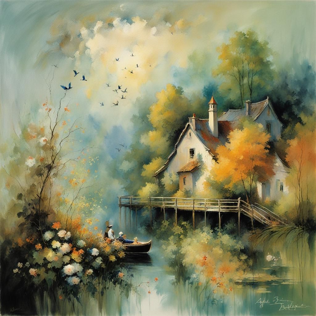 Impressionistic Landscape Inspired by Art Masters