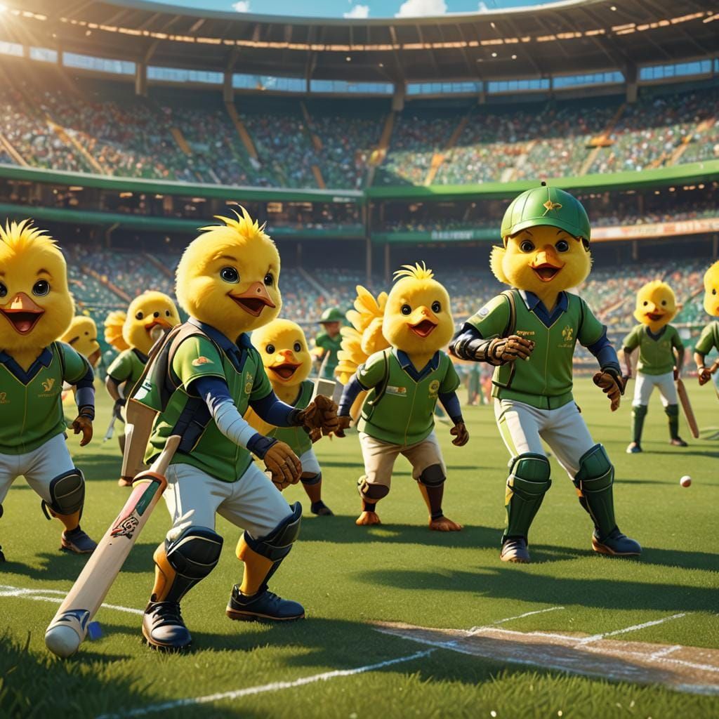 Cute Chicks Play Cricket: Matte Painting, Unreal Engine
